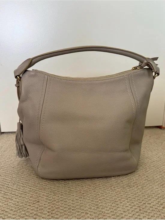 JCrew Women's Leather Hobo Bag with Tassel Accent