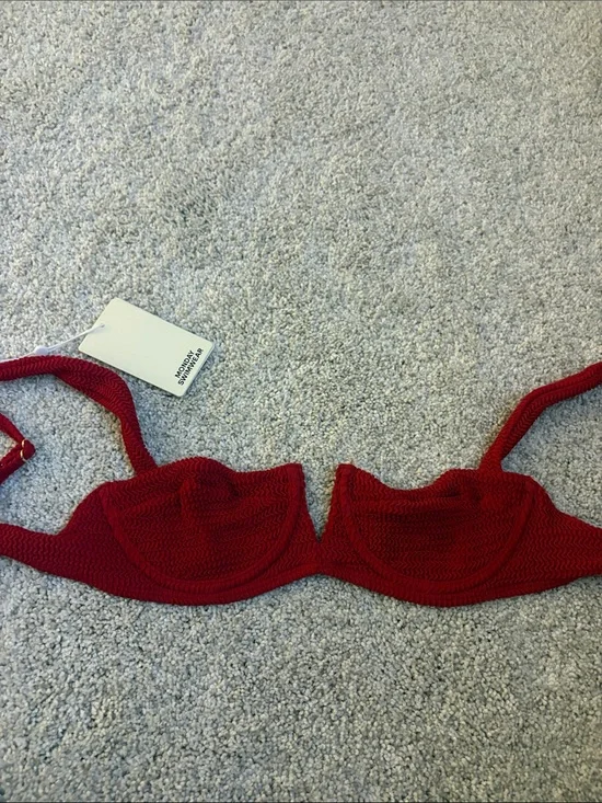 Monday swimwear- Clovelly top in cherry crinkle