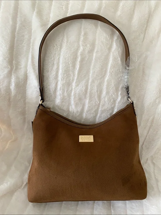 Badgley Mischka New York Brown Microsuede Hobo Shoulder Bag
