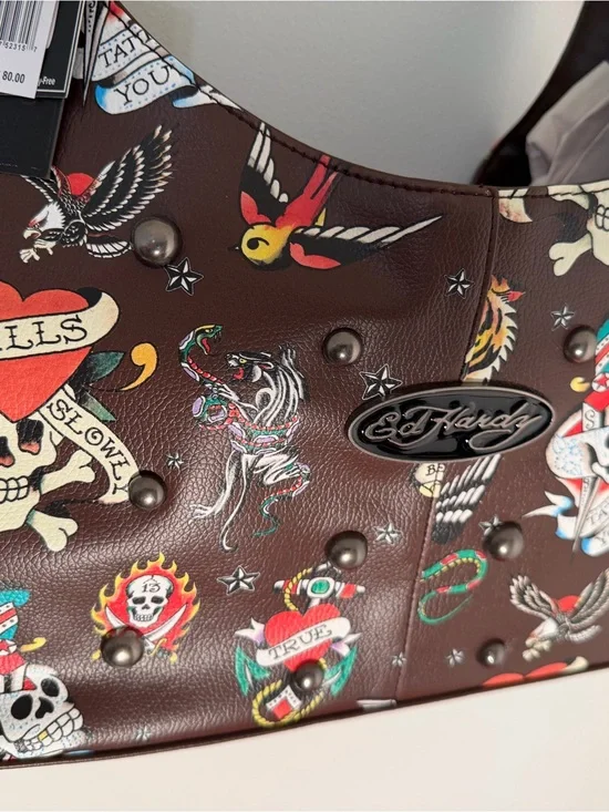 Ed Hardy Brown Hobo Bag