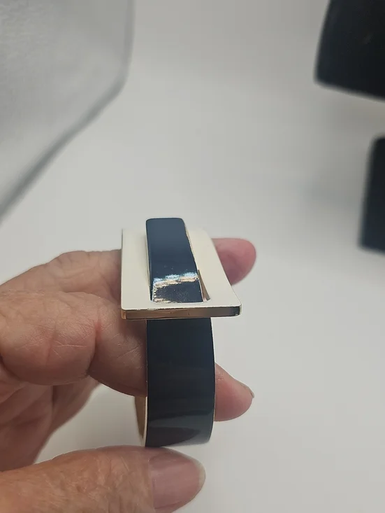 Slim Rectangular Smart Bracelet in Dark Blue with Gold Accent. Minamaist