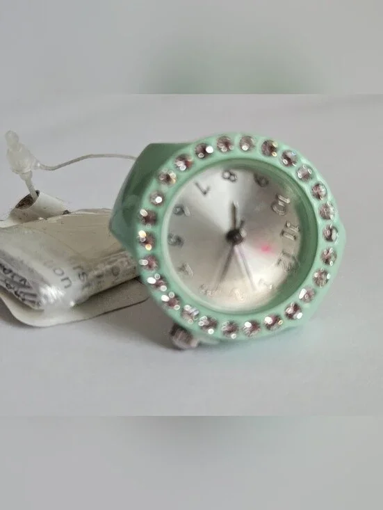 Mint Green Crystal Bezel Watch Ring - Unbranded