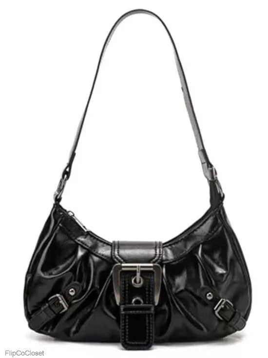Faux Leather Y2K Hobo Shoulder Bag Top Handle Punk Purse Clutch for Women