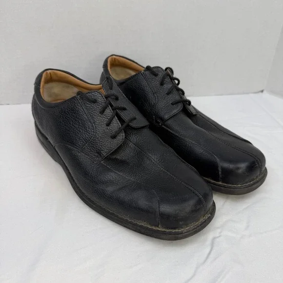 G.H.‎ Bass Lex Mens Black Leather Oxford Shoes Square Toe Size 12 W
