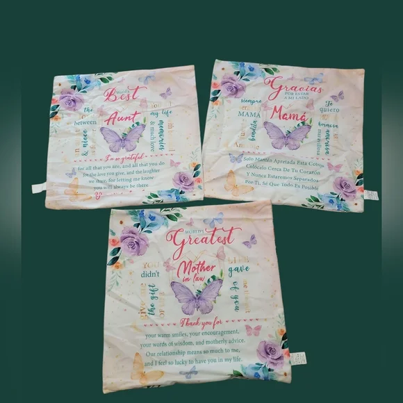 Floral Sentiment Pillow Covers Aunt Mama Mother In Law 3 Total 18x18‎ Size New