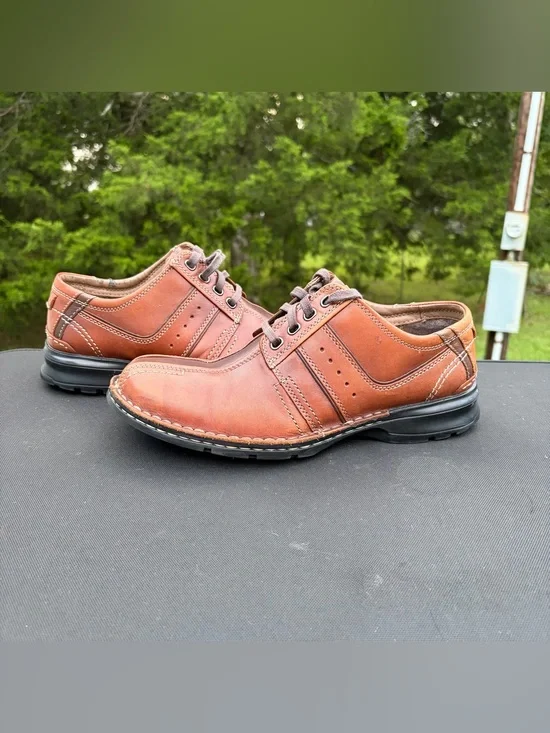 Clarks Active Air Men's Size 10 Two Tone Brown Leather Casual Oxford Sneakers