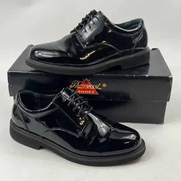 Thorogood Mens Academy Oxford Dress Shoes Size 9 M Black High Gloss Uniform