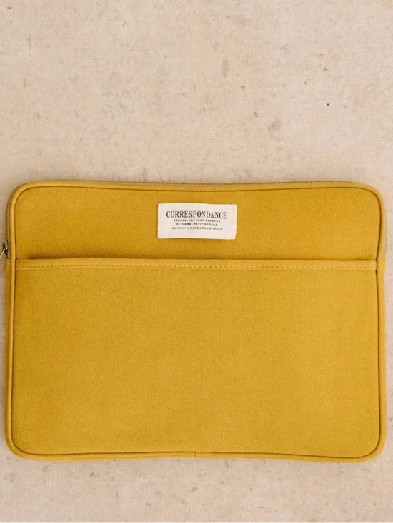 Sezane Mustard Yellow Laptop Sleeve with Front Pocket