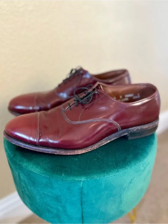 Allen Edmunds Park Avenue 5675 Classic Men's Burgundy Leather Oxford 11D Cap Toe