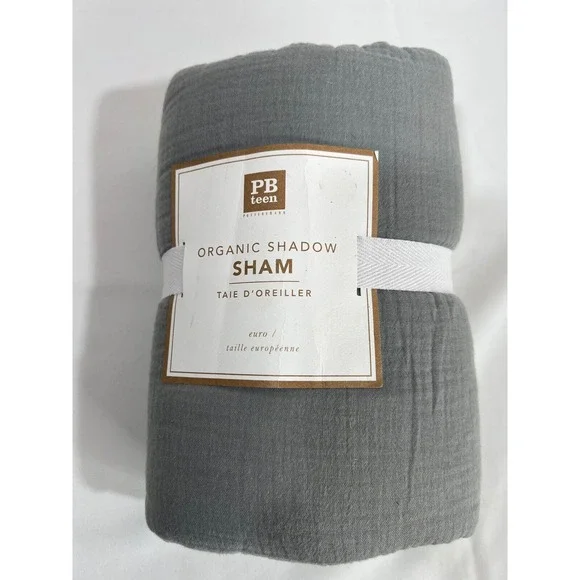 Pottery Barn Teen Sham Standard Shadow Gray Organic Cotton‎ Minimalist