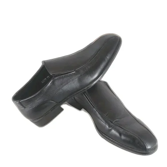 Marco Vitale Mens 12 Black Leather Loafers Slip On Dress Shoes 80074