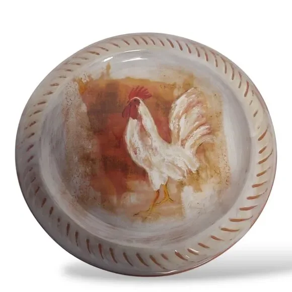 Pier One Gallo hand painted earth and air plate Made in Italy Rooster 9.25”