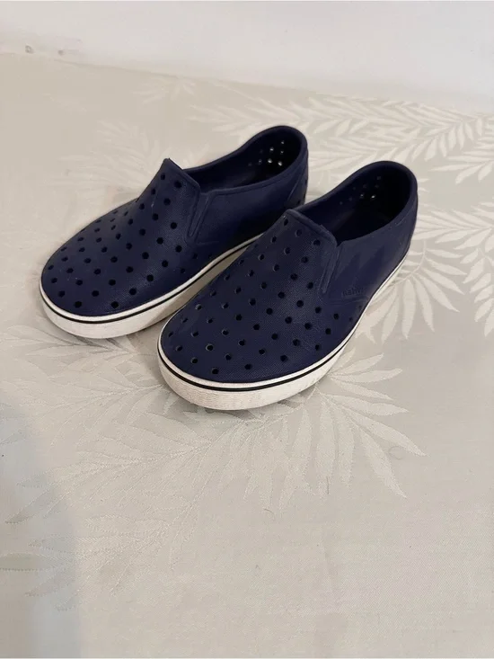 Native Men's Slip-On Perforated Loafers in Navy and White