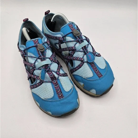 Chaco Outcross Hiking Water Shoes Youth Size‎ 5 Blue Mesh Bungee Laces