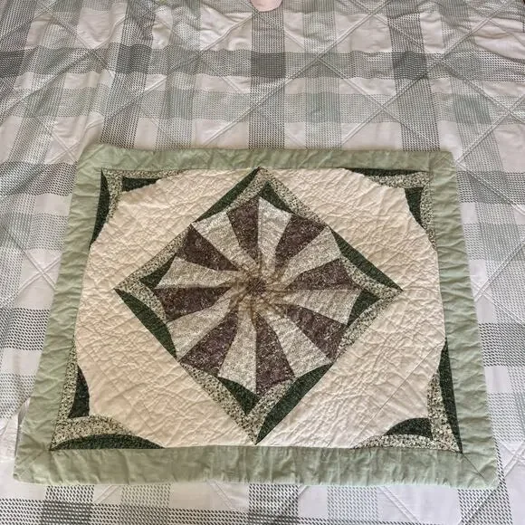 Quilted Pillow Sham vintage with patchwork 24x29