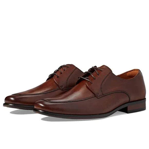 Florsheim Postino Oxford Men's US 7 Cognac Leather Moc Toe Dress Shoes ZAP747