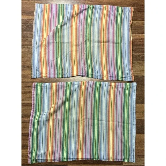 Pair Of Rainbow Striped Pastel Tommy Hilfiger STANDARD Pillow Shams
