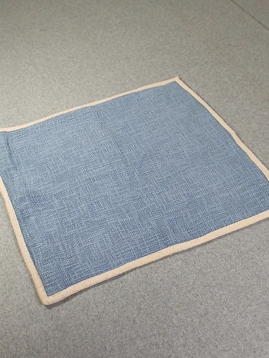 Pottery Barn cotton Light Blue Pillow Covet with Cream Trim