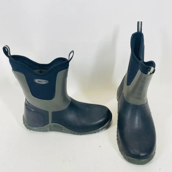 Grubs Mens Rain Boots Black Olive Green Waterproof Neoprene Rubber Size 7