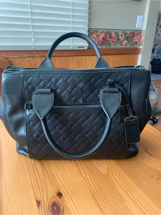 Tumi Black Quilted Leather Laptop Bag