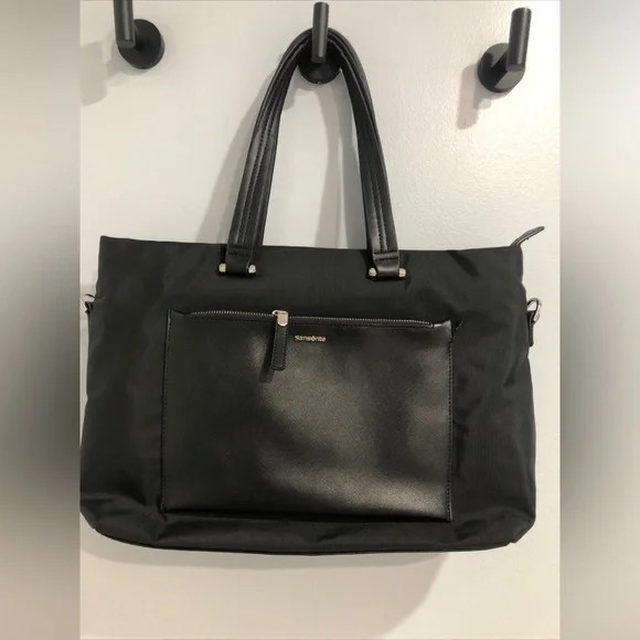 Samsonite Black Nylon Laptop Work Tote Carryall Shoulder Bag Large Travel Purse