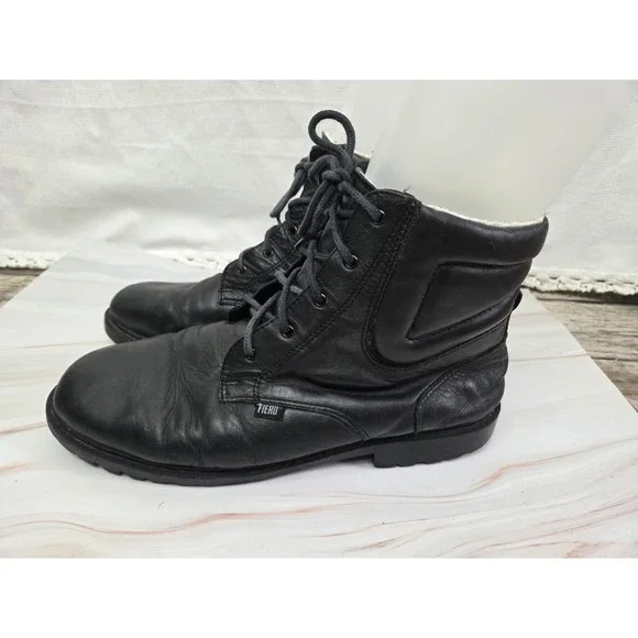 Fiero Mens Black Leather Lace Up Winter Boots Amazonas Rubber Sole Size 12.5
