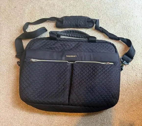 BAGSMART Quilted Laptop Briefcase Bag Black Work Messenger Shoulder Bag