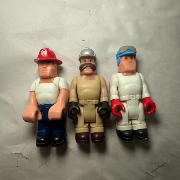 Vintage 70's Fisher Price Husky Helpers Lot of 3 - Race Driver Fire Construction