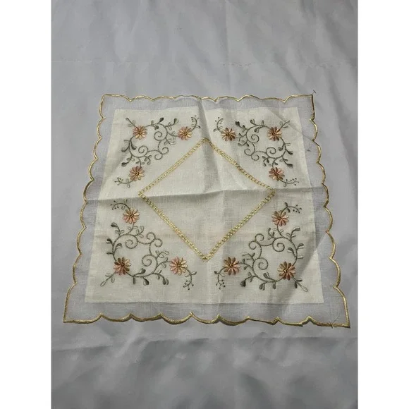 Vintage Embroidered Pillow Case , Living Room , Cottage Core , Lace‎