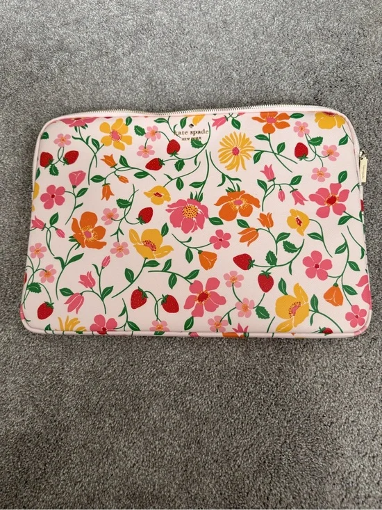 kate spade Pink Floral Laptop Sleeve with Yellow & Green Accents