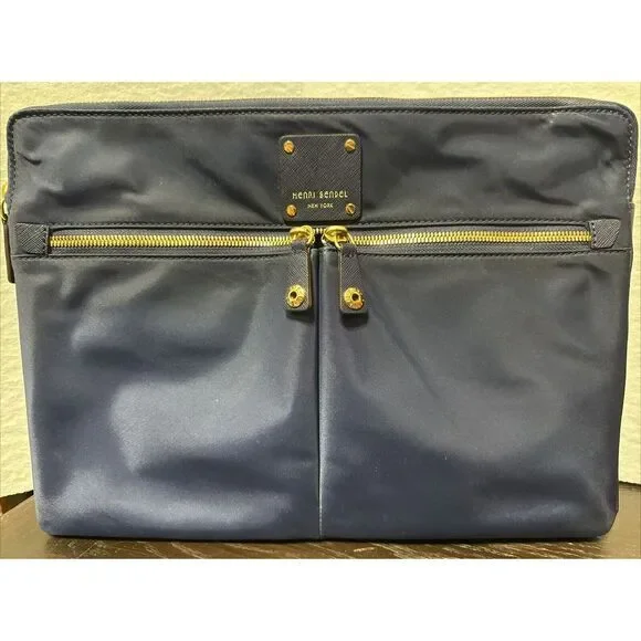 Hendri Bendel Blue Laptop Bag Nylon Navy Blue.‎ 10