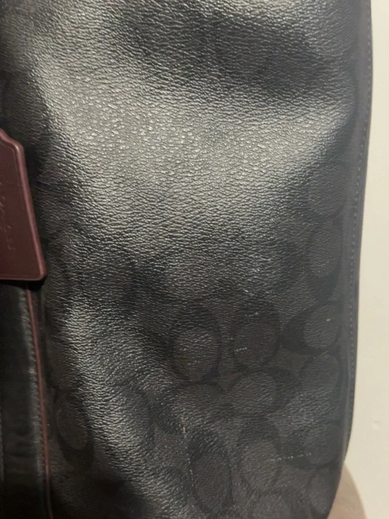 Coach Black Signature work Tote with Brown Trim