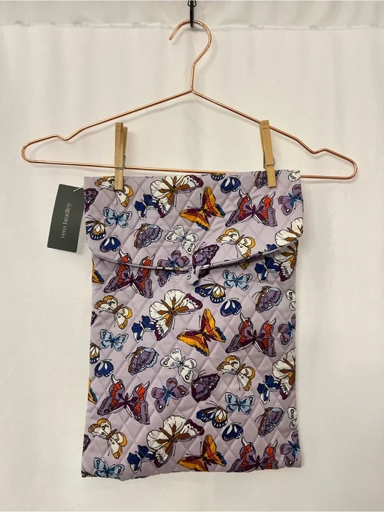 Vera Bradley NWT Lavender Butterfly Quilted Laptop Sleeve with Multicolor Print