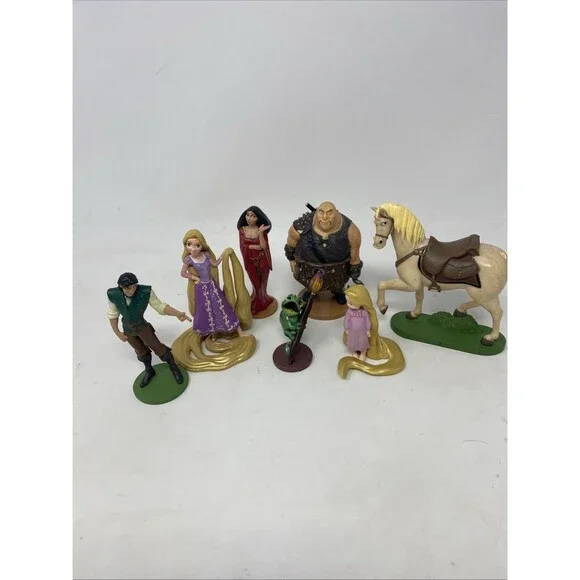 DISNEY RAPUNZEL Tangled Action Figures Cake Toppers 7 Pieces PVC