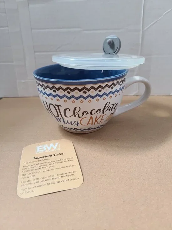 Pier 1 Mug Cake Cup Hot Chocolate Mug Large with Steamer Lid