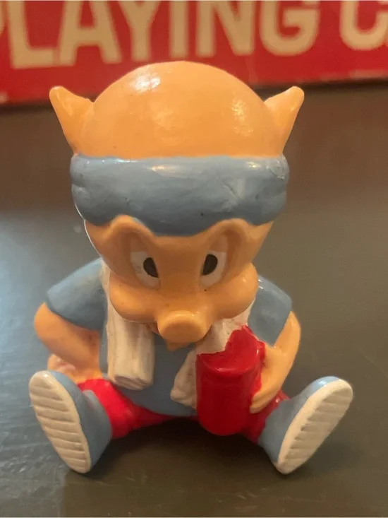 Vintage Porky Pig PVC Figure 1992 Looney Tunes Appaluse Workout Gym Exercise