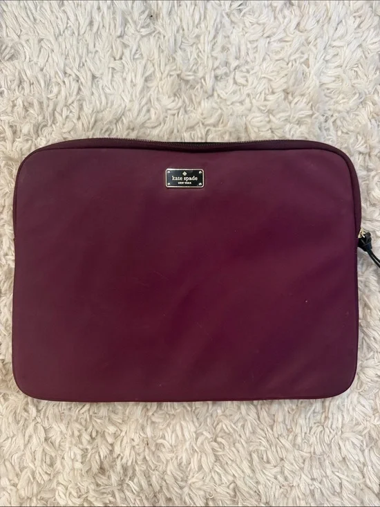 Kate Spade New York Burgundy Laptop Sleeve Case Gold Logo