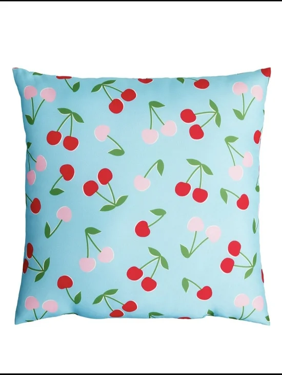 NWT Oh Joy! Cherry Print Outdoor Throw Pillow in Sky Blue Size 16