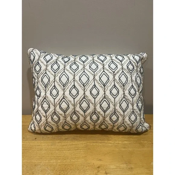 Pier One Geometric‎ Embroidered Diamonds Blue Gold 12
