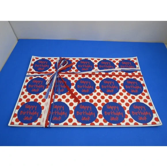 Ann Page Happy Birthday Jack Party Placemat 24 Pack Red White Blue USA Made
