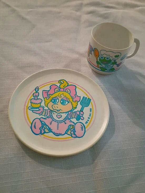 Jim Henson The Muppet Babies Plastic Cup And Plate.