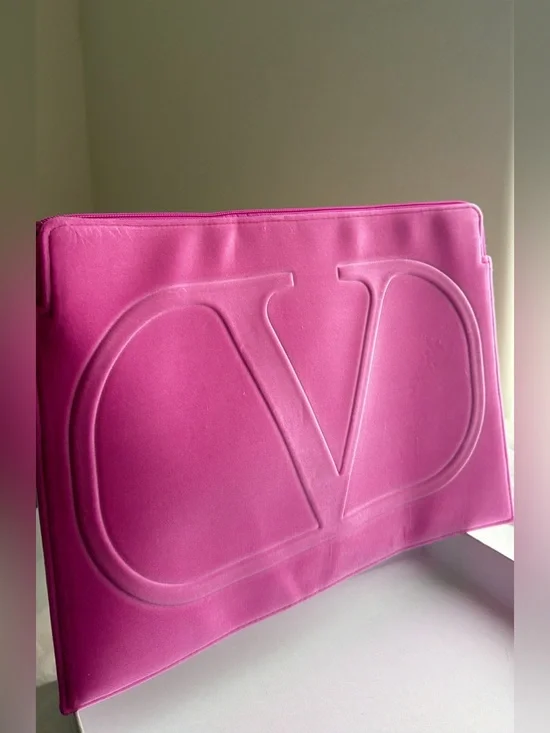New,unused Valentino beauty Hot Pink Suede Laptop Pouch. No box