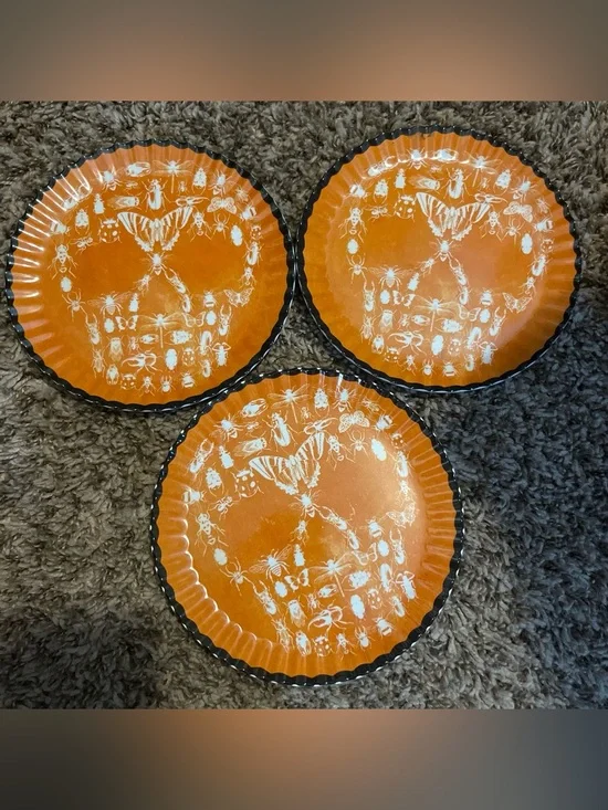 Halloween Orange Skull Dessert Plates - Pack of 3