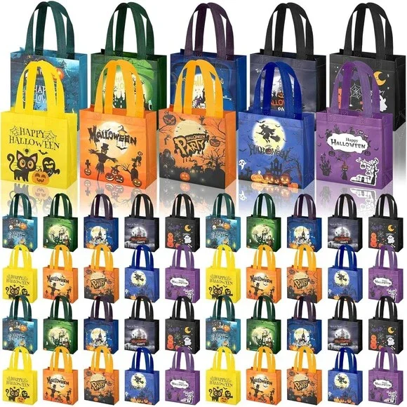 50 Pcs Halloween Trick or Treat Bags Bulk with Handles