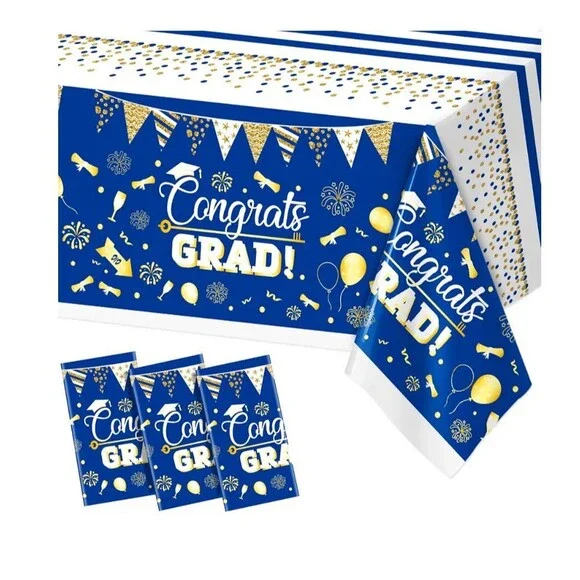 3 Pk Blue Graduation Tablecloth Graduation Decorations