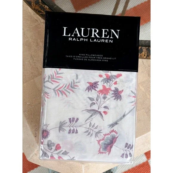 Lauren Ralph Lauren Maddie Blossom King Pillowcases 2pc Set Floral Cotton New