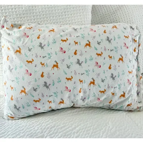 Pillowfort Woodland Animals Unicorn Deer Floral Pillowcase Cotton 27x20 Standard