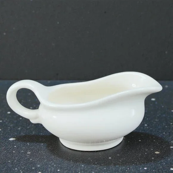Vintage Pier 1 White Ceramic Stoneware Gravy Boat Sauce Salsa Dish Container VTG