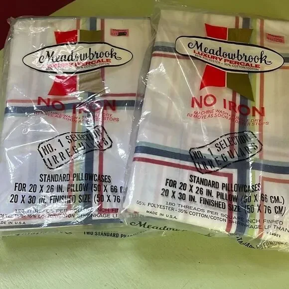 Meadowbrook NWT vintage plaid pillow cases. 2 sets of 2 dead stock