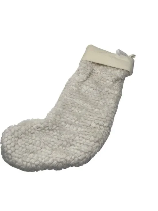 POTTERY BARN HONEYCOMB FAUX FUR STOCKING IVORY Christmas Holiday